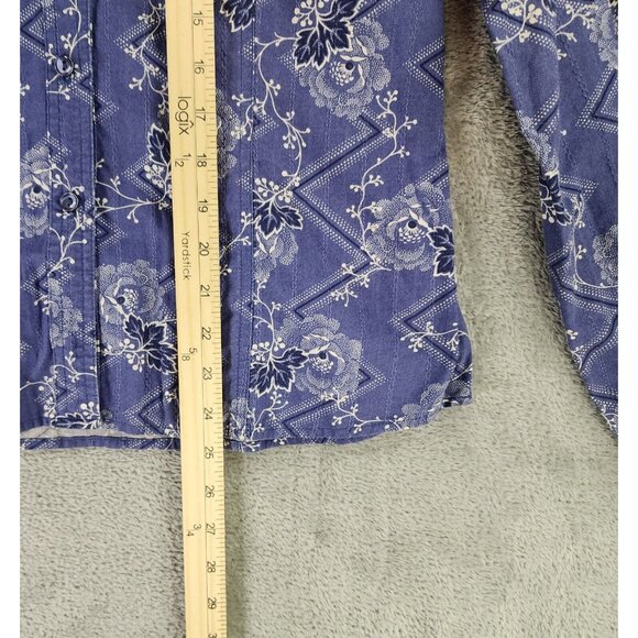 Pendleton Shirt Womens Large Blue Floral Button Up Short Sleeve Vintage Fit - Picture 5 of 9